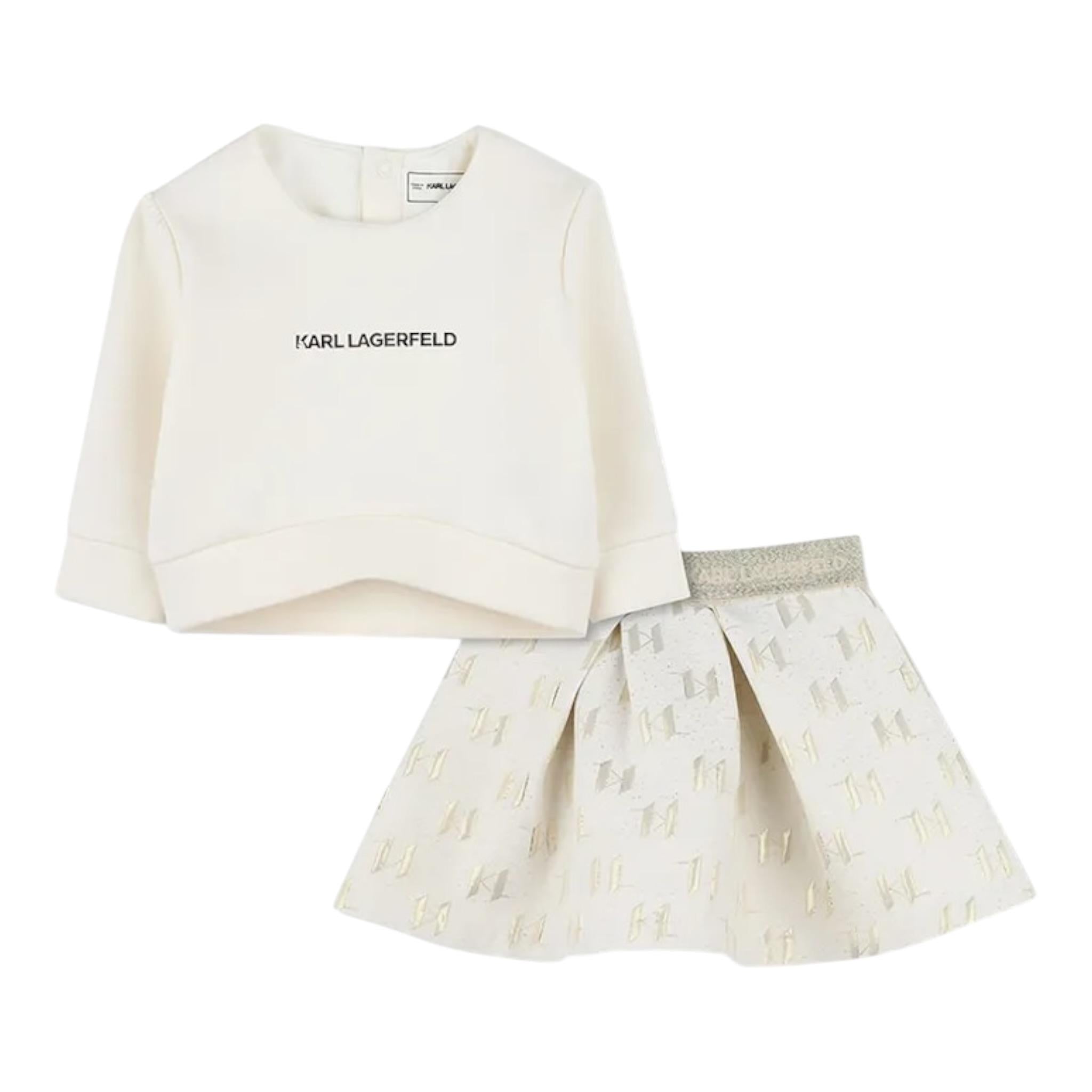 Karl Lagerfeld Completo 2 Pezzi Felpa-Gonna per Neonata Z30520 PANNA KARL LAGERFELD 