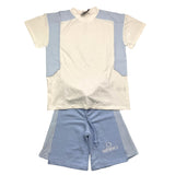 Minimo Completo 2 Pezzi T-Shirt-Bermuda Bicolore Bianco/Azzurro Per Bambino