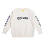 Off-White Felpa Girocollo Tinta Unita Con Stampa Beige Per Bambina