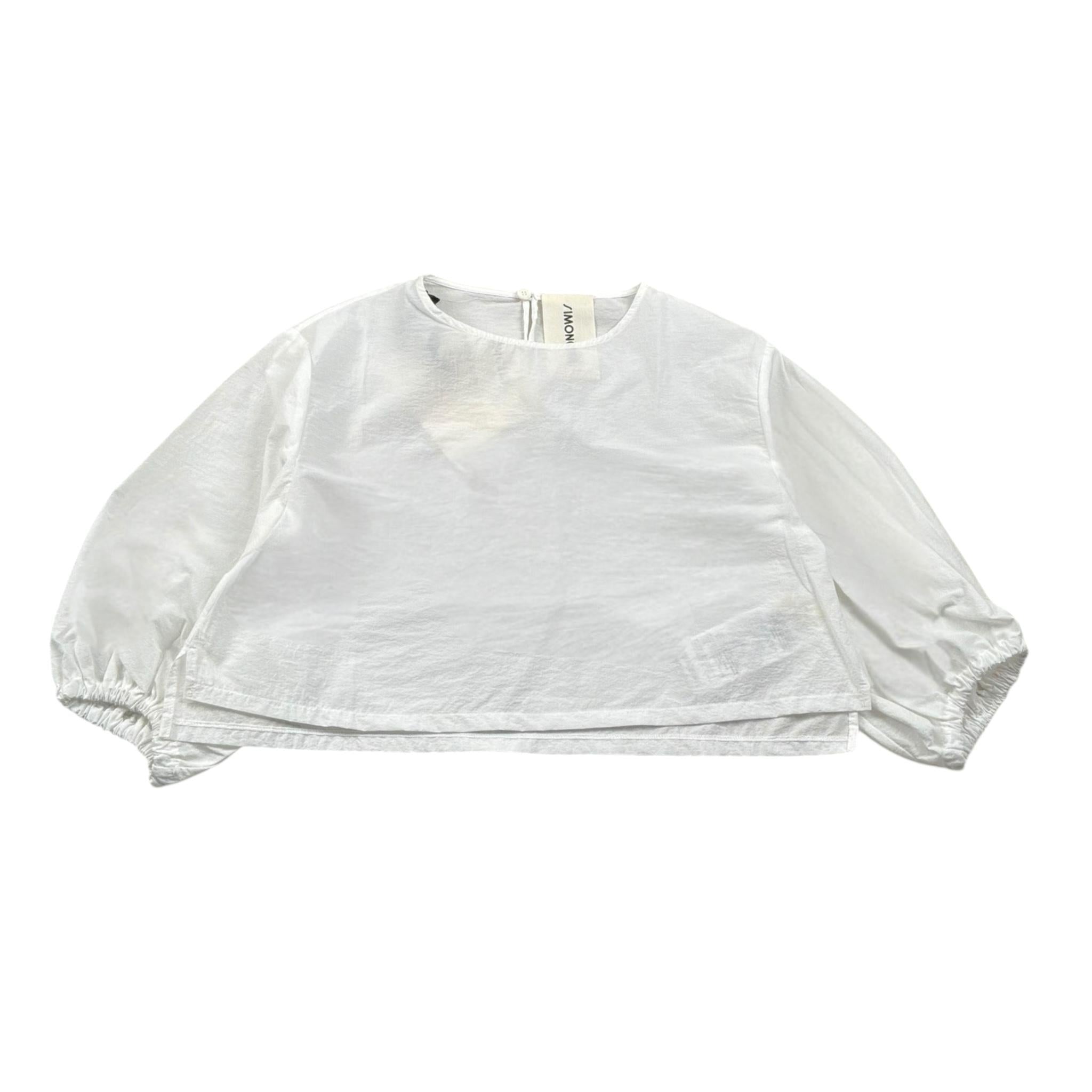 Simonetta Camicia Tinta Unita con Logo per Bambina SW5A03 BIANCA SIMONETTA 