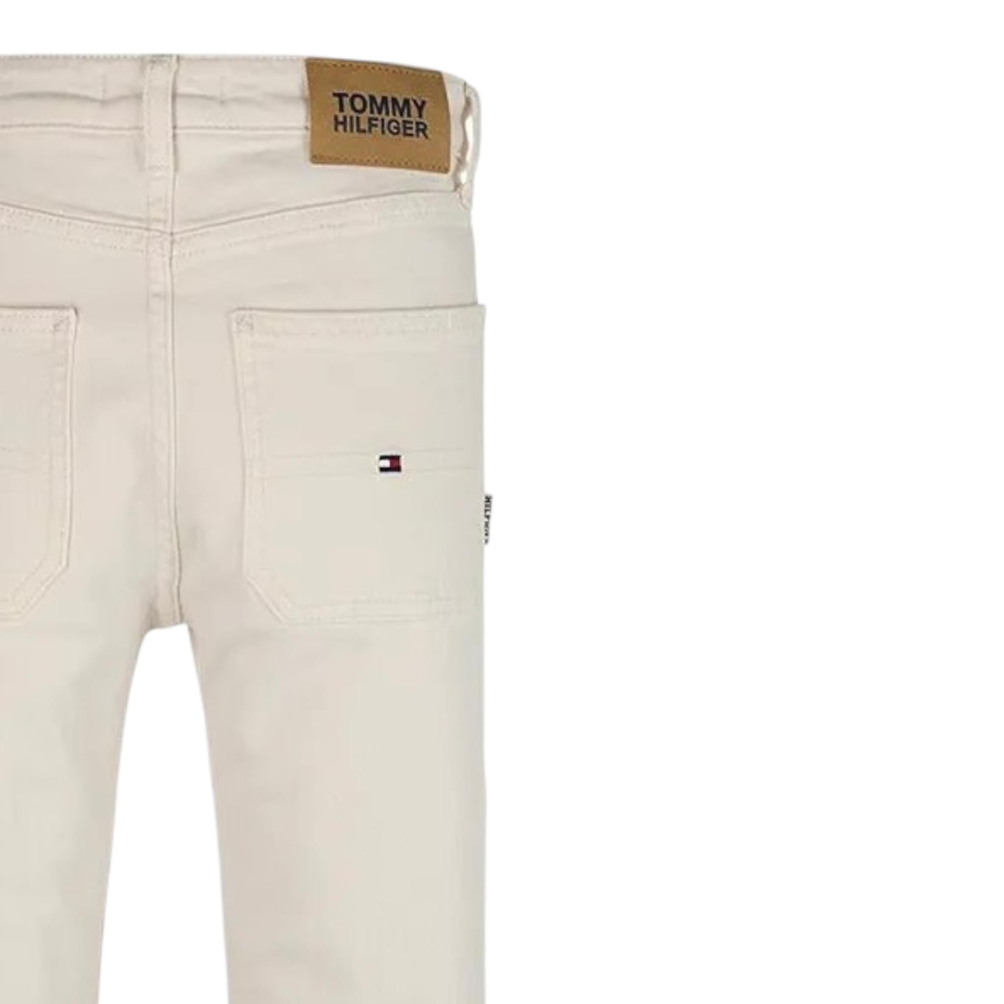 Tommy Hilfiger Pantalone Tinta Unita con 5 Tasche per Bambino KB0KB09330 BEIGE TOMMY HILFIGER 