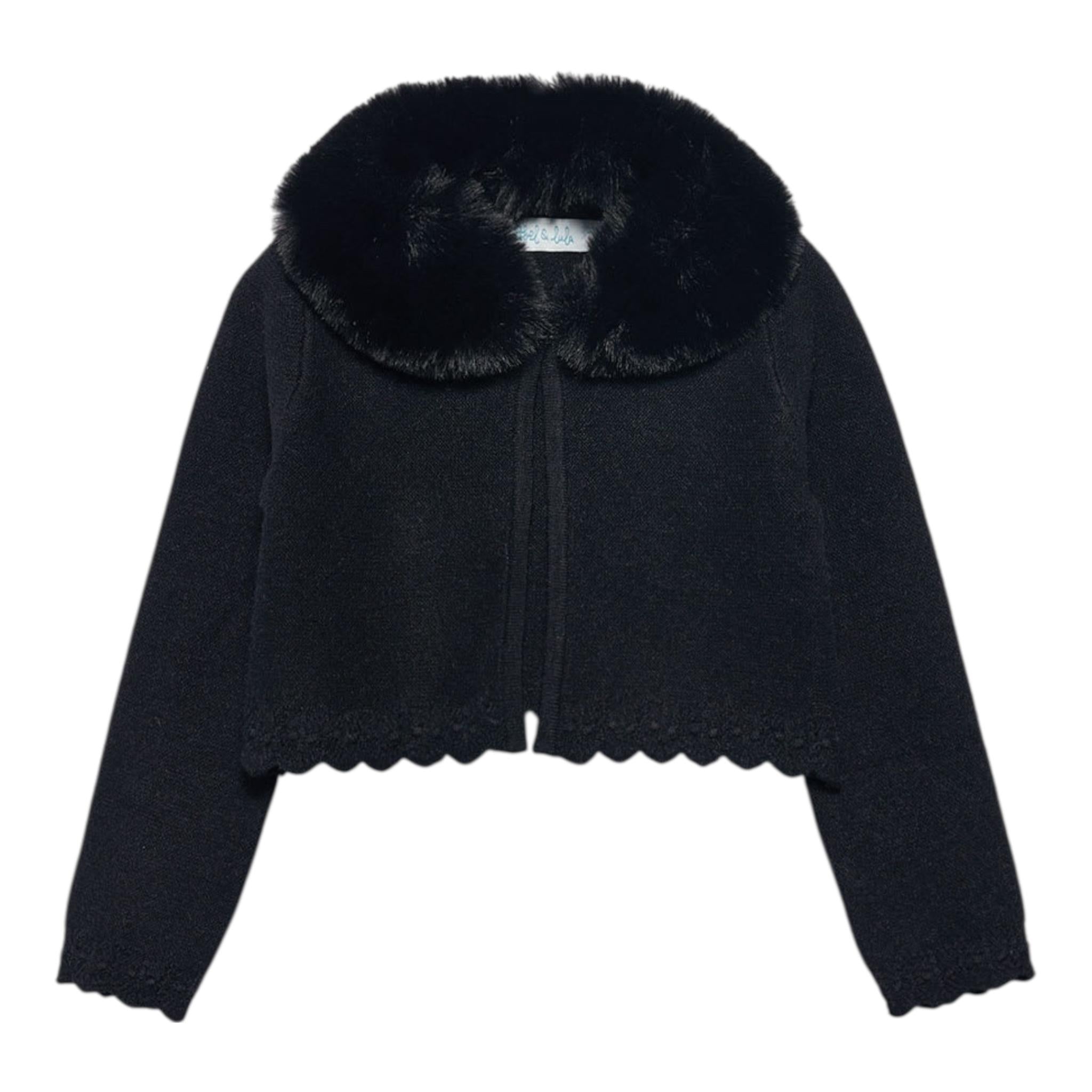ABEL & LULA cardigan tinta unita collo pelliccia Nero per Bambina 5828X NERO ABEL & LULA 