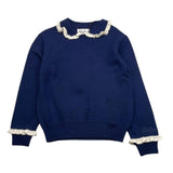 SAINT BARTH maglia tinta unita con contrasti Blu per Bambina SANGALLO BLU SAINT BARTH 