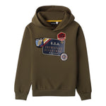 SARABANDA felpa chiusa con cappuccio tinta unita con stamap in contrasto Verde per Bambino 0A524 VERDE SARABANDA 