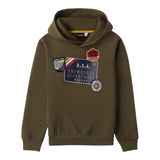 SARABANDA felpa chiusa con cappuccio tinta unita con stamap in contrasto Verde per Bambino 0A524 VERDE SARABANDA 