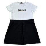 Just Cavalli Abito Mezza Manica Bicolore con Logo per Bambina JGP26161VE BIANCO/NERO JUST CAVALLI 