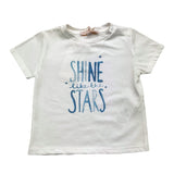 Please T-Shirt Girocollo Tinta Unita Con Stampa In Contrasto Bianco Per Neonata