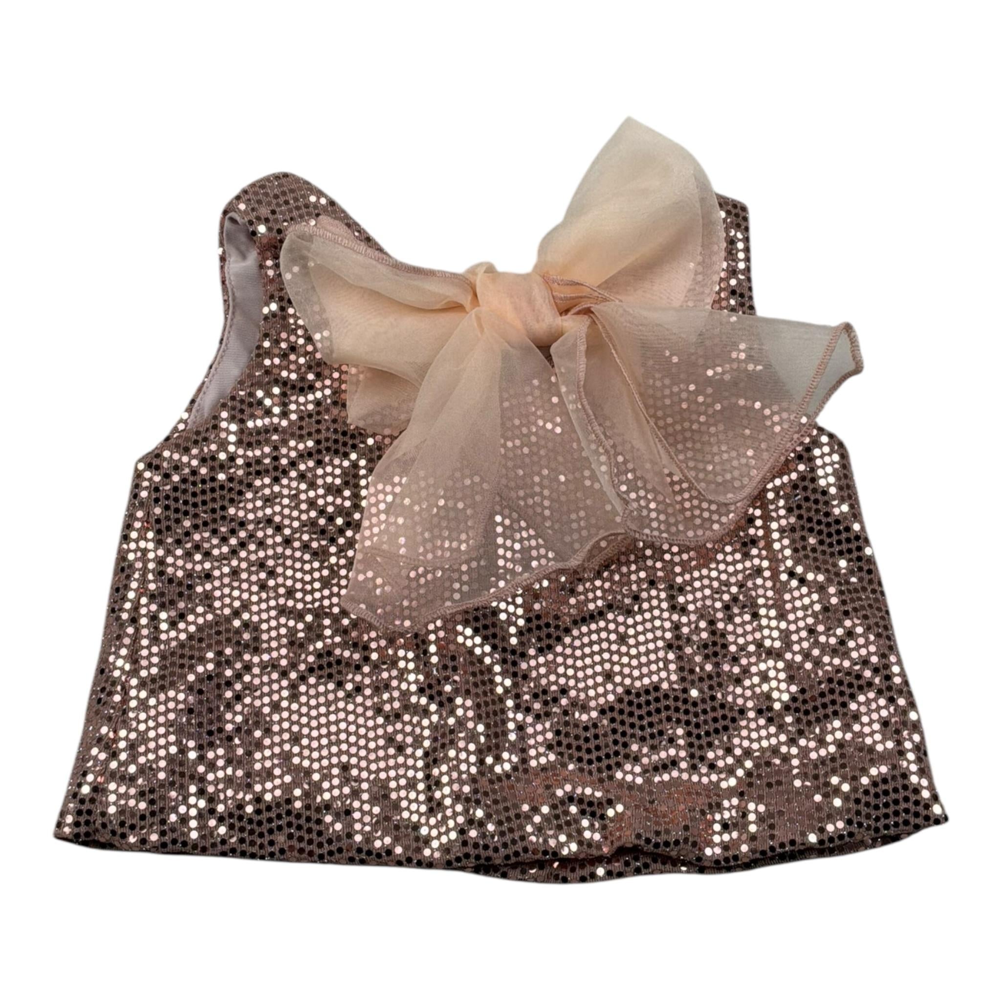 Miss Grant Top Giromanica Tinta Unita Pailletato per Neonata MG2330 ROSA MISS GRANT 