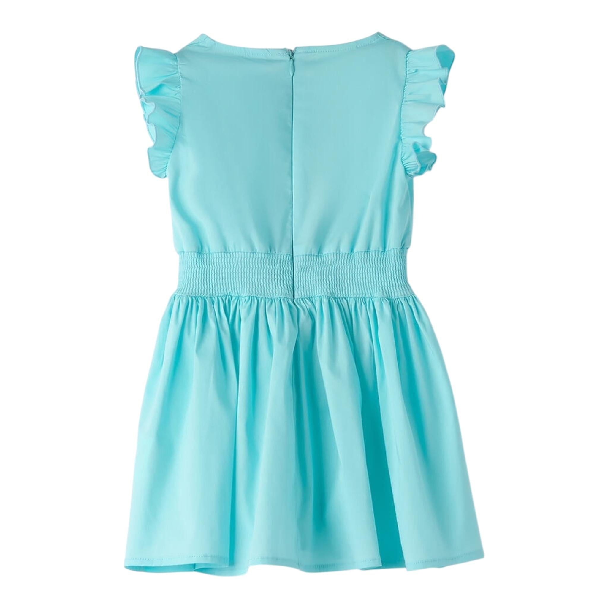 Sarabanda Abito Mezza Manica Tinta Unita per Bambina 0B232J AZZURRO SARABANDA 