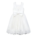 Abel & Lula Abito Tinta Unita Giromanica con Ricami per Bambina 5033 BIANCO ABEL & LULA 