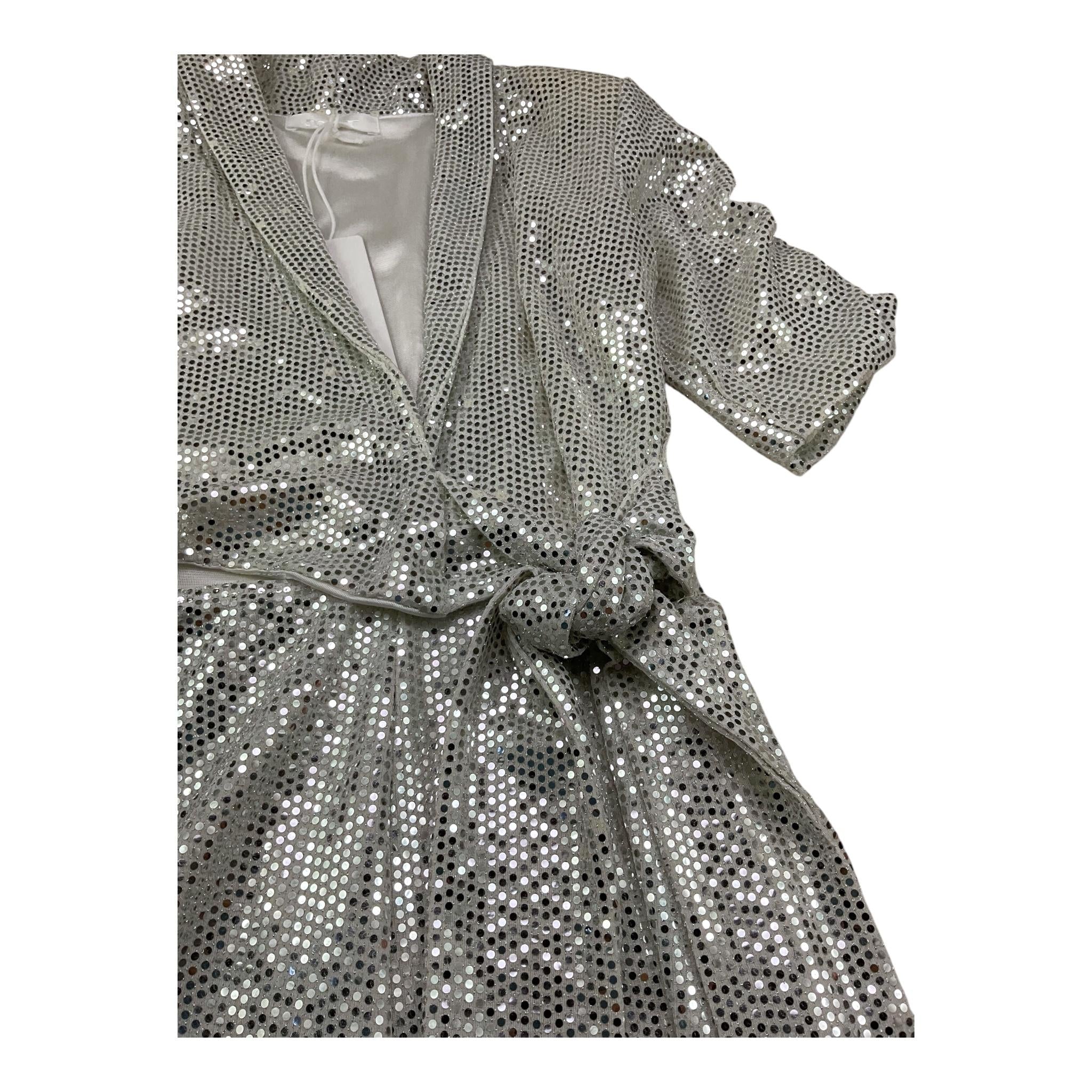 Met Abito Mezza Manica Tinta Unita per Bambina ME336 ARGENTO MET 