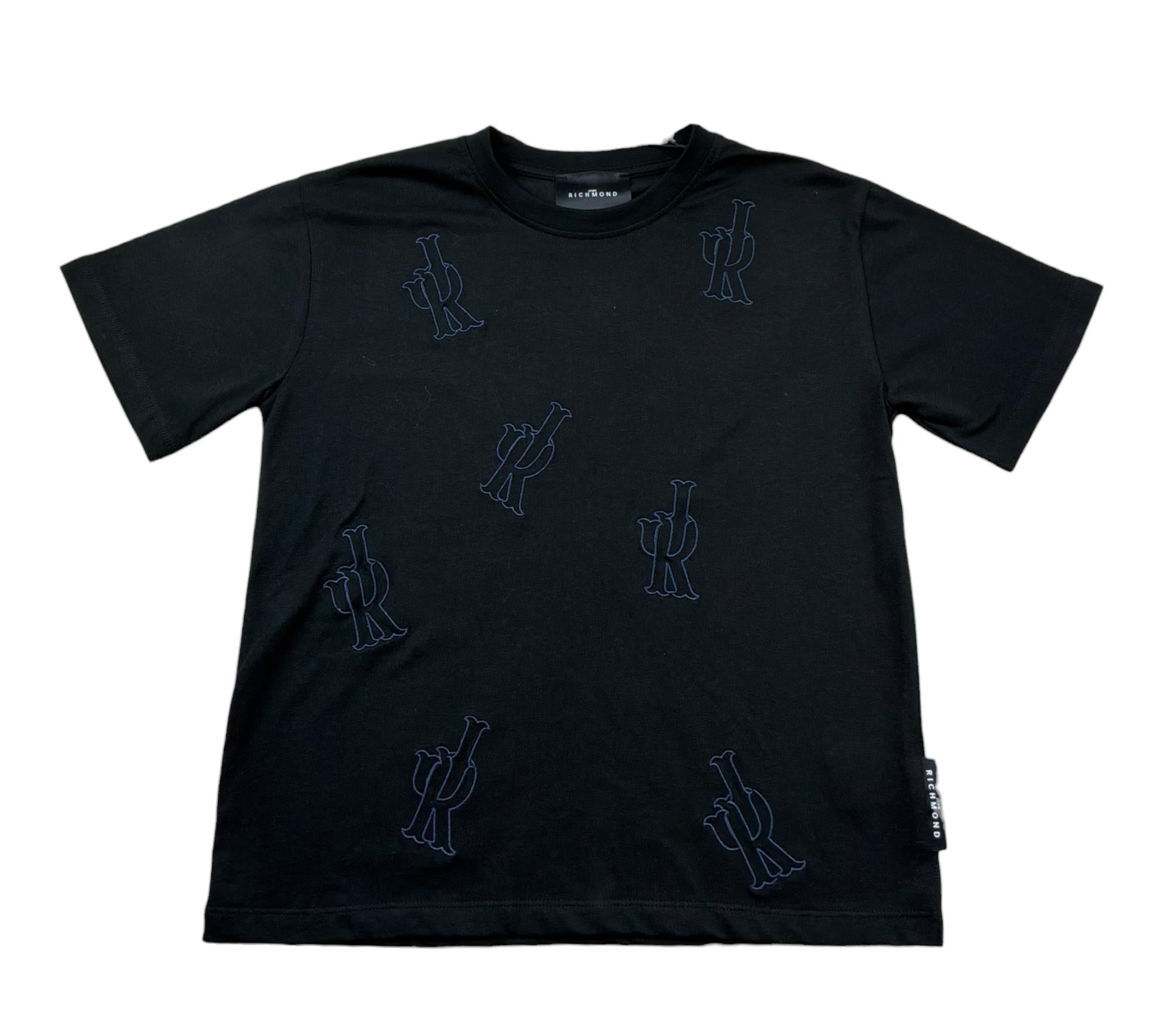 John Richmond T-Shirt Girocollo Tinta Unita con Ricami per Bambino RBP26099TS NERO JOHN RICHMOND 