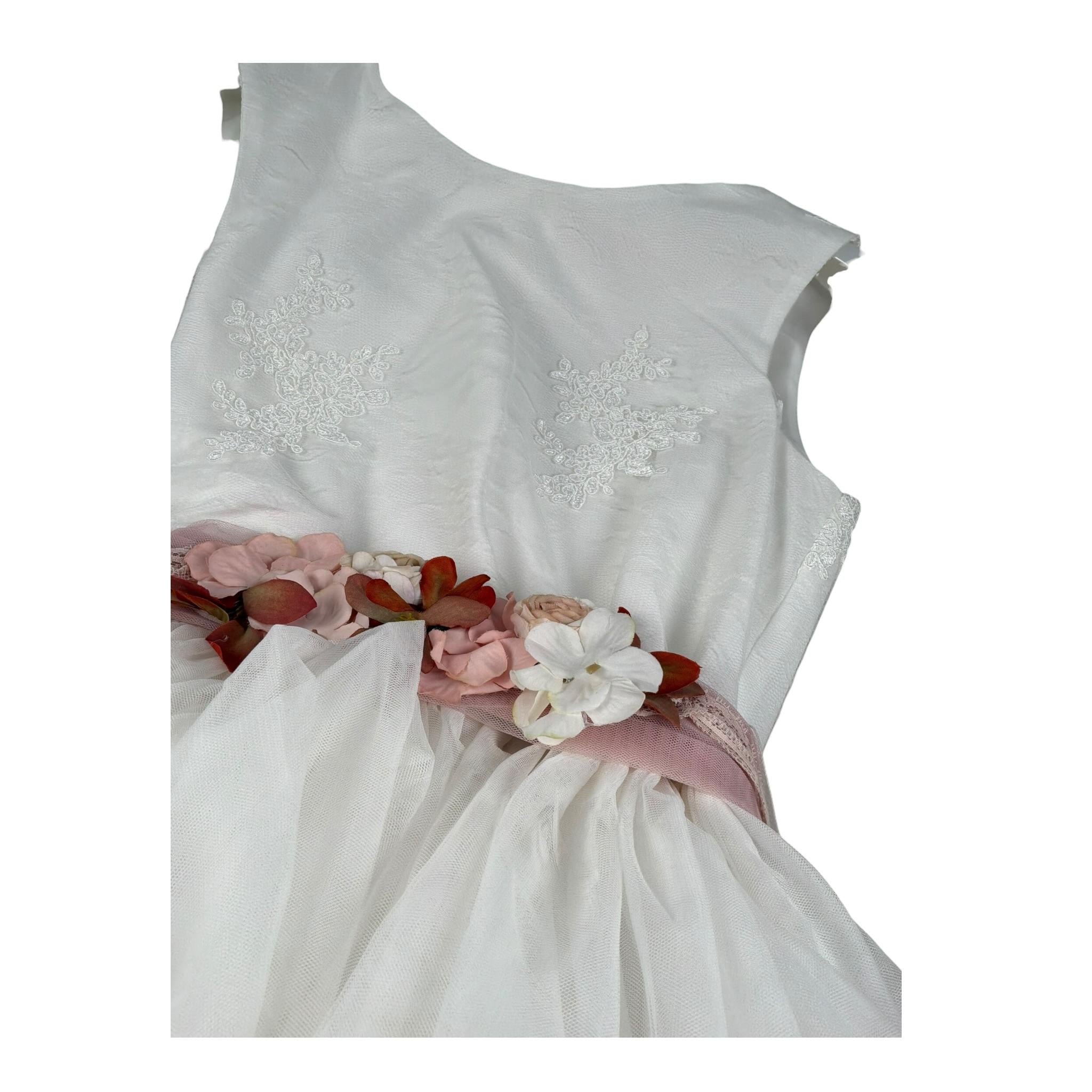 Mimilu' Abito Cerimonia Tinta Unita Giromanica per Bambina 143 BIANCO MIMILU' 