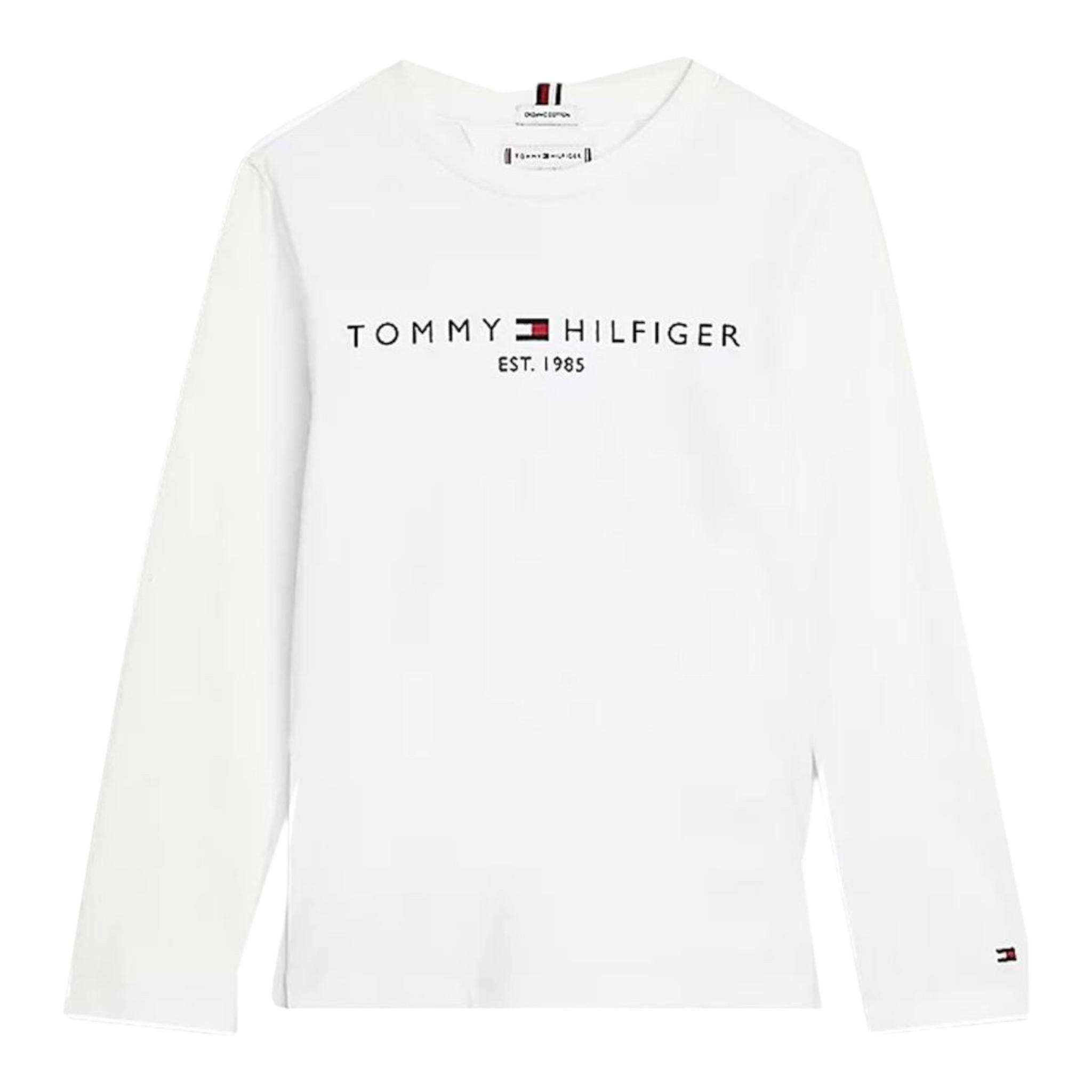 TOMMY HILFIGER shirt girocollo tinta unita con stampa in contrasto Bianco per Bambino KS0KS00202X BIANCO TOMMY HILFIGER 