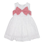 Monnalisa Abito Giromanica Tinta Unita con Ricami E Fiocco per Neonata 31E909 BIANCO MONNALISA 