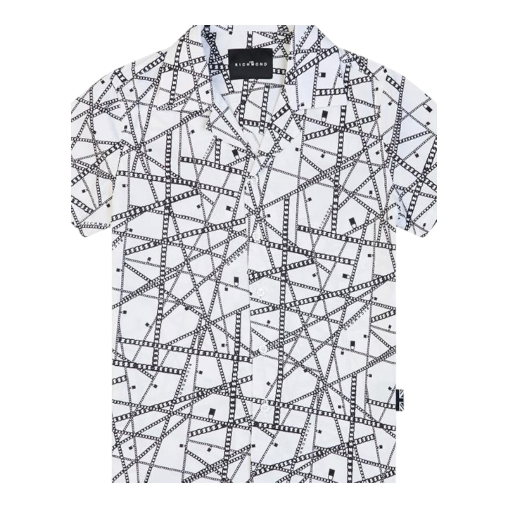 John Richmond Camicia Tinta Unita con Fantasia per Bambino RBP25093CA BIANCO JOHN RICHMOND 