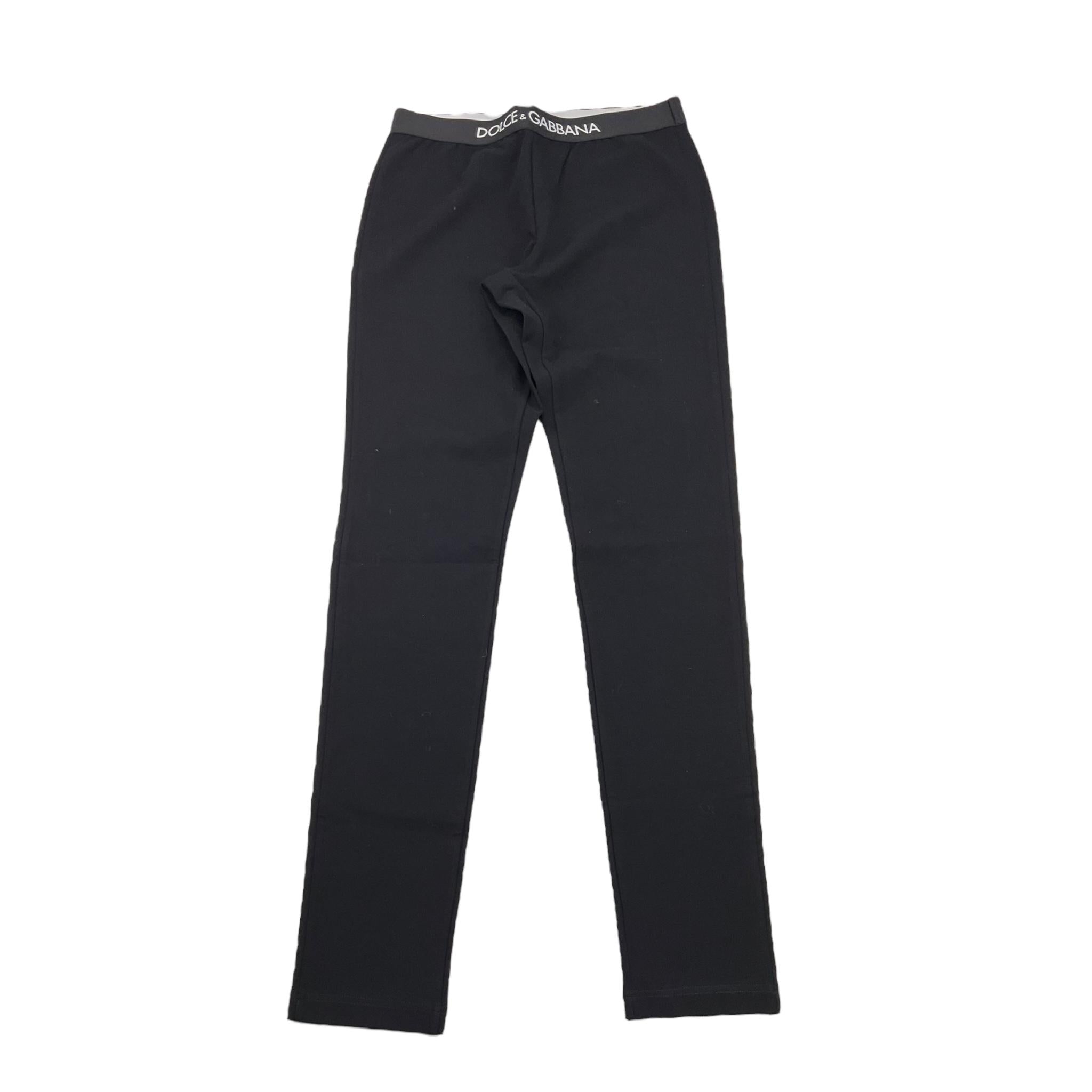 DOLCE & GABBANA pantalone tinta unita con elastico logato Nero per Bambina L5JP3J NERO DOLCE & GABBANA 