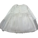Le Bebe Abito Manica Lunga Tinta Unita con Gonna In Tulle per Neonata LBG1047 BIANCO LE BEBE 