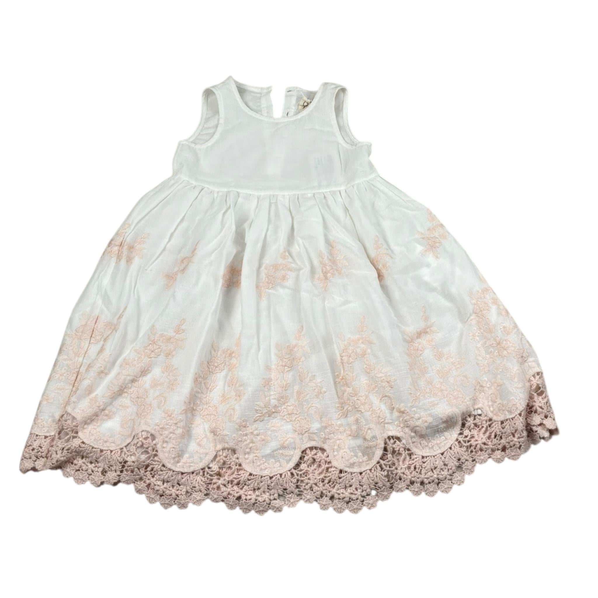 Caffe' D'Orzo Abito Giromanica Tinta Unita con Ricami per Neonata ZW1B32X BIANCO CAFFE' D'ORZO 