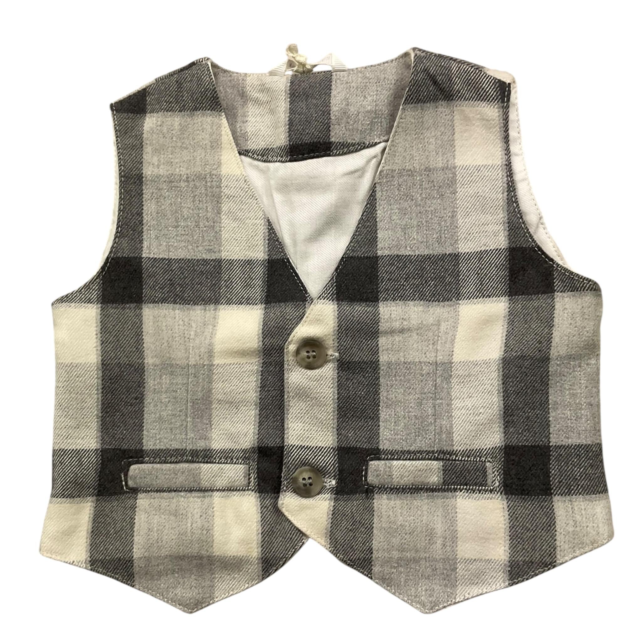 MINI BANDA gilet tinta unita con fantasia a quadri Grigio per Neonato GIL0094 GRIGIO MINI BANDA 