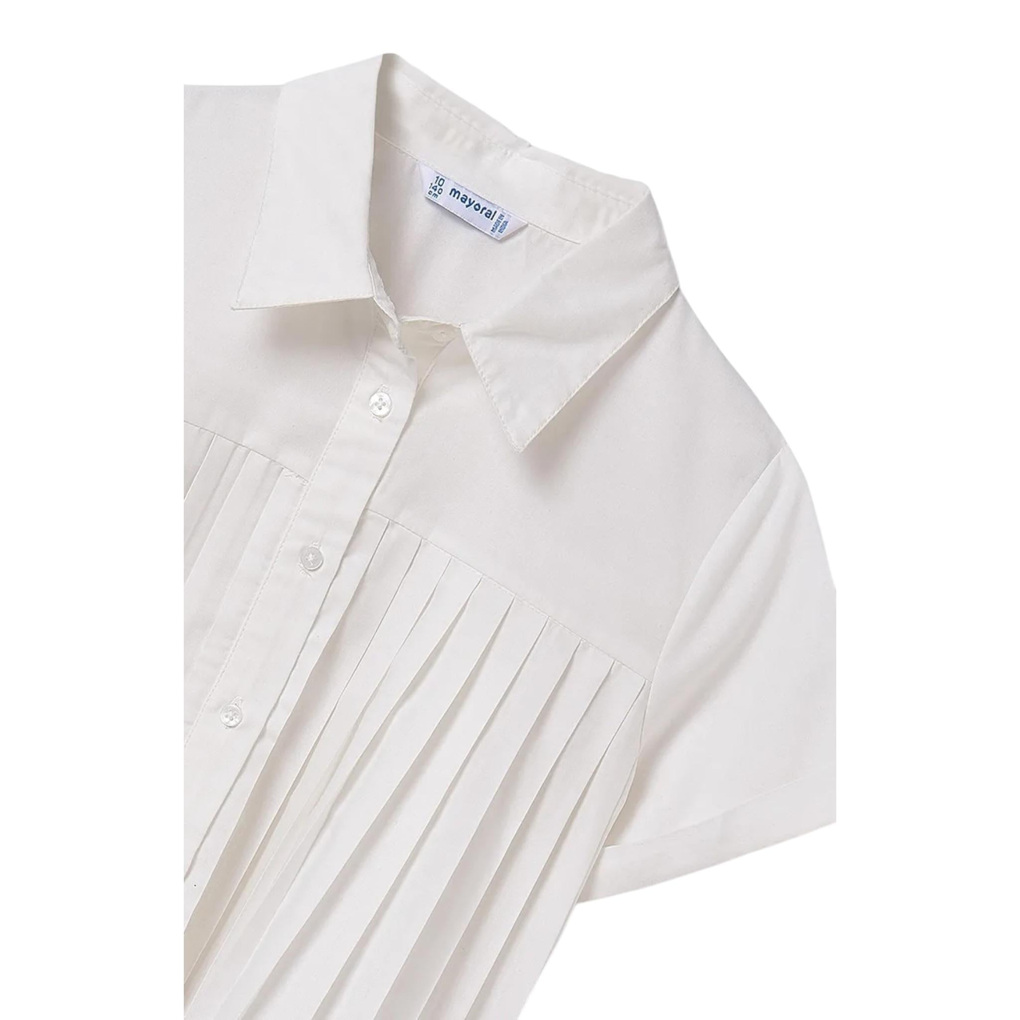 Mayoral Camicia Mezza Manica tinta unita Bianco per Bambina 6144 BIANCO MAYORAL 