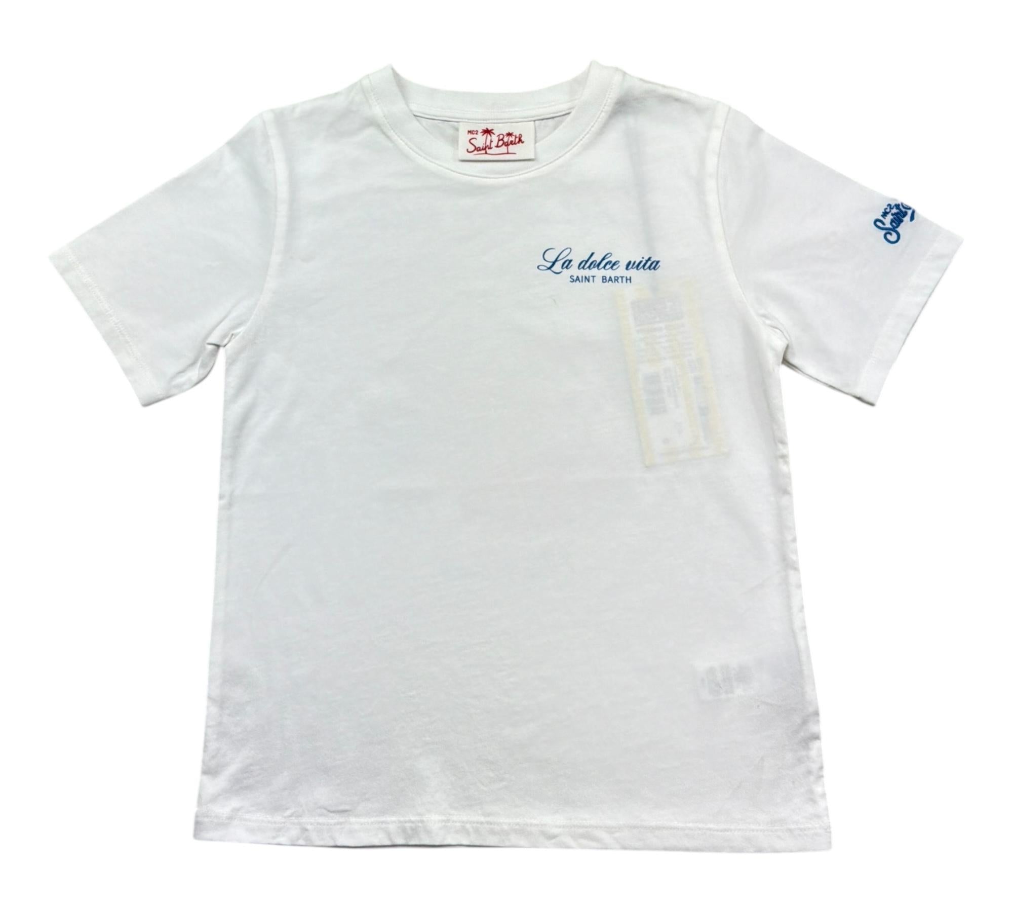 Saint Barth T-Shirt Girocollo Tinta Unita con Stampa per Bambino PORTLANDJR BIANCO SAINT BARTH 