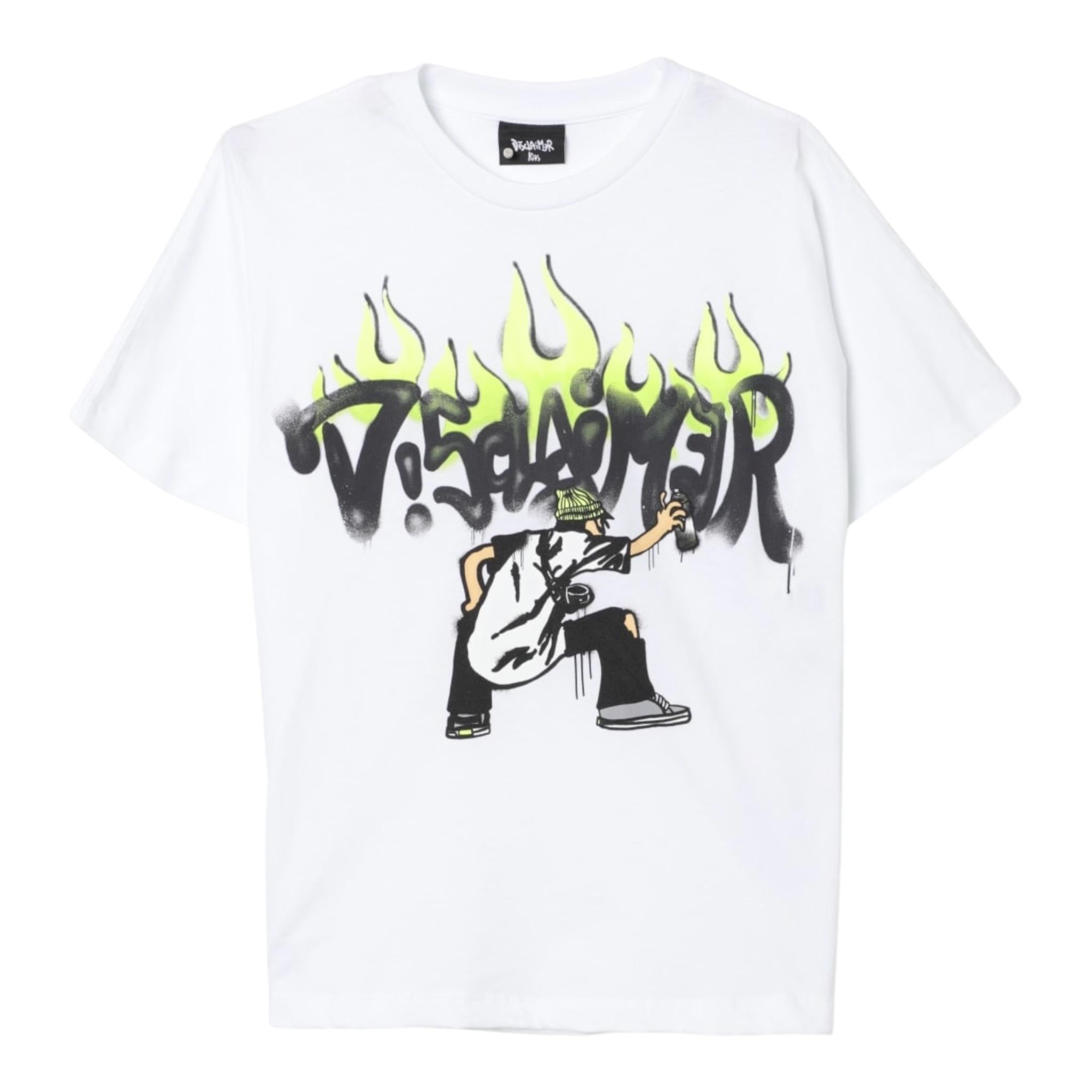 Disclaimer T-Shirt Girocollo Tinta Unita con Stampe per Bambino 25EDK58419X BIANCO DISCLAIMER 