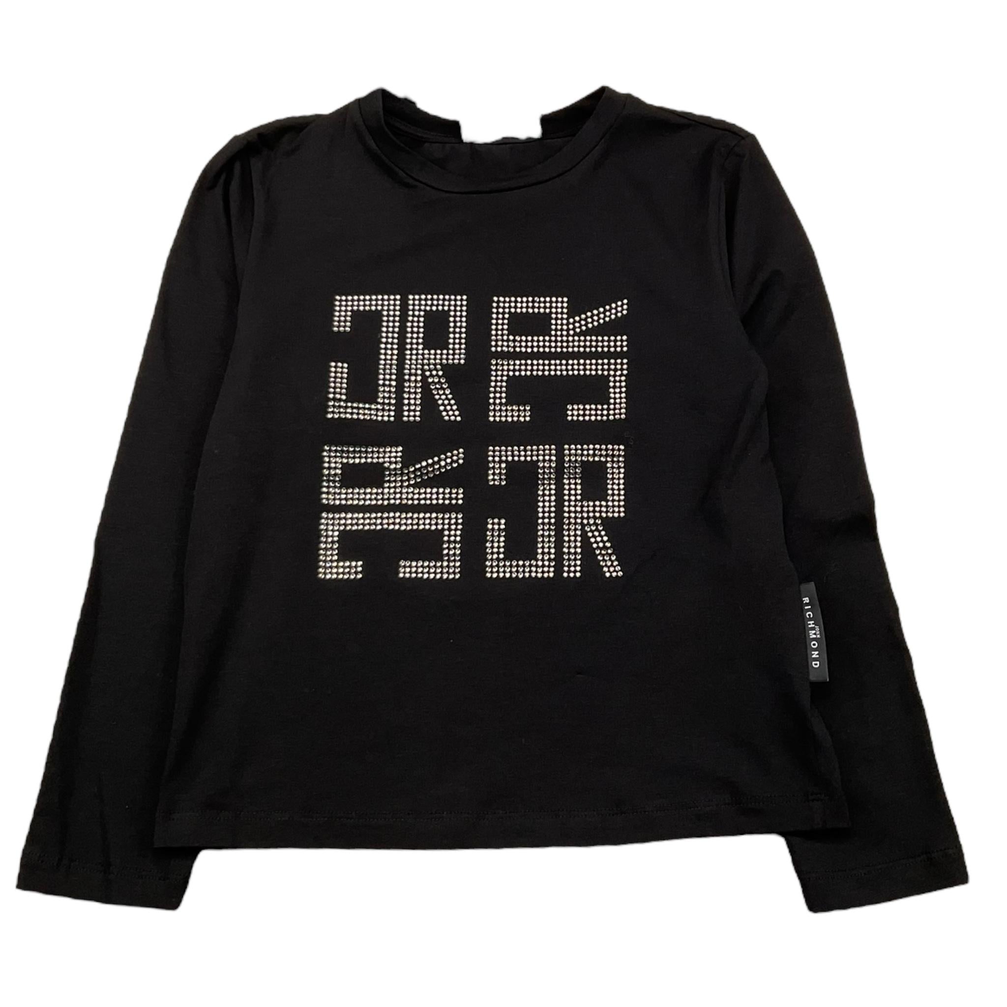 JOHN RICHMOND shirt girocollo tinta unita con stampa brillantinata Nero per Bambina RGA25182TS NERO JOHN RICHMOND 