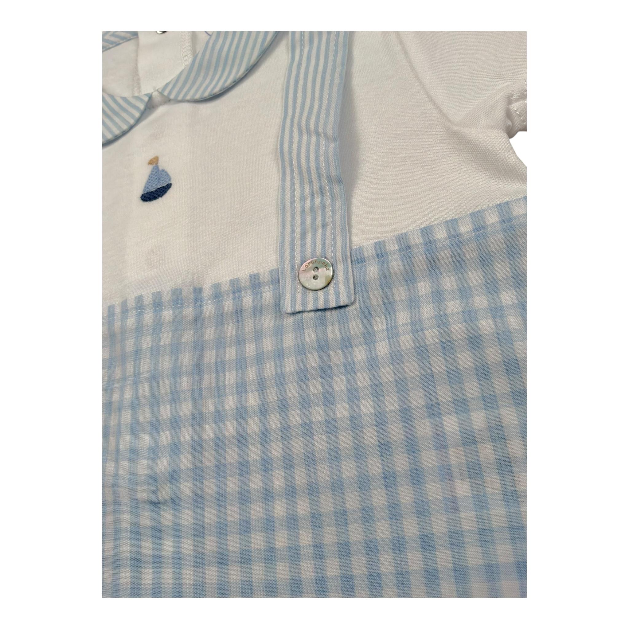 Laranjinha Pagliaccetto Bicolore con Stampa per Neonato 92909V5766R73 BIANCO/AZZURRO LARANJINHA 