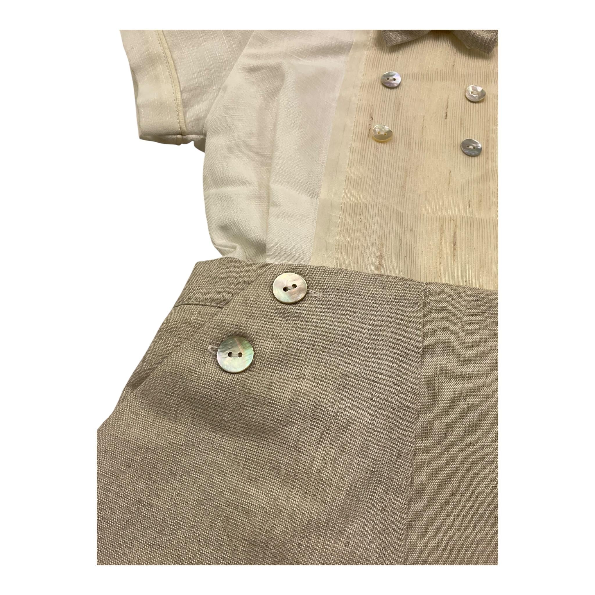 Pontoporponto Completo 2 Pezzi Camicia-Culotte per Neonato 5322 PANNA/BEIGE PONTOPORPONTO 