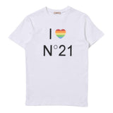 N°21 T-Shirt Tinta Unita Girocollo Con Stampa Bianco Per Bambina N21822 BIANCO N°21 