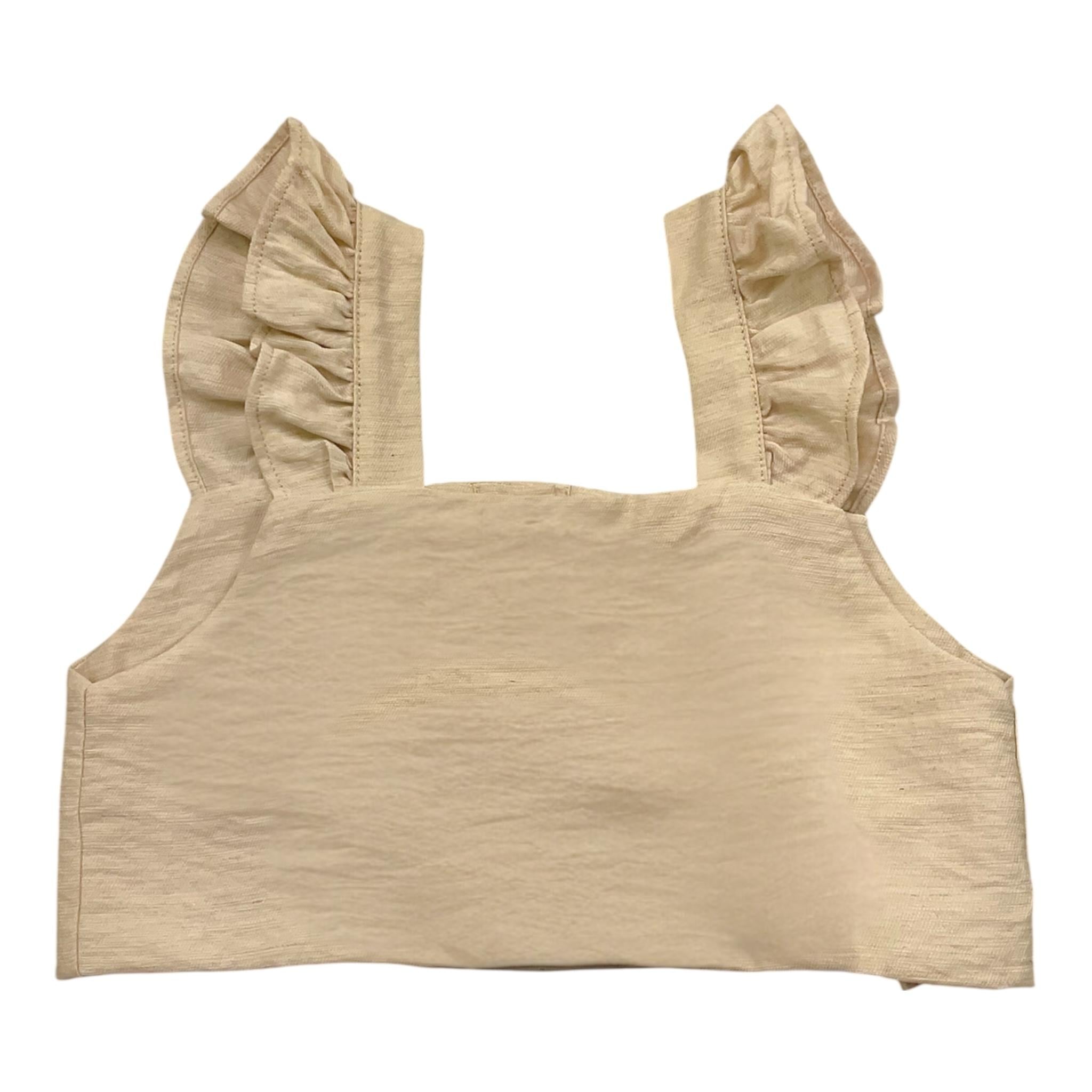 Janice Top Tinta Unita con Balze per Bambina JN809B BEIGE JANICE 