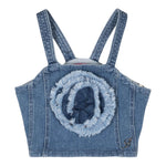 Miss Blumarine Top Tinta Unita In Denim per Bambina IA4045 AZZURRO MISS BLUMARINE 