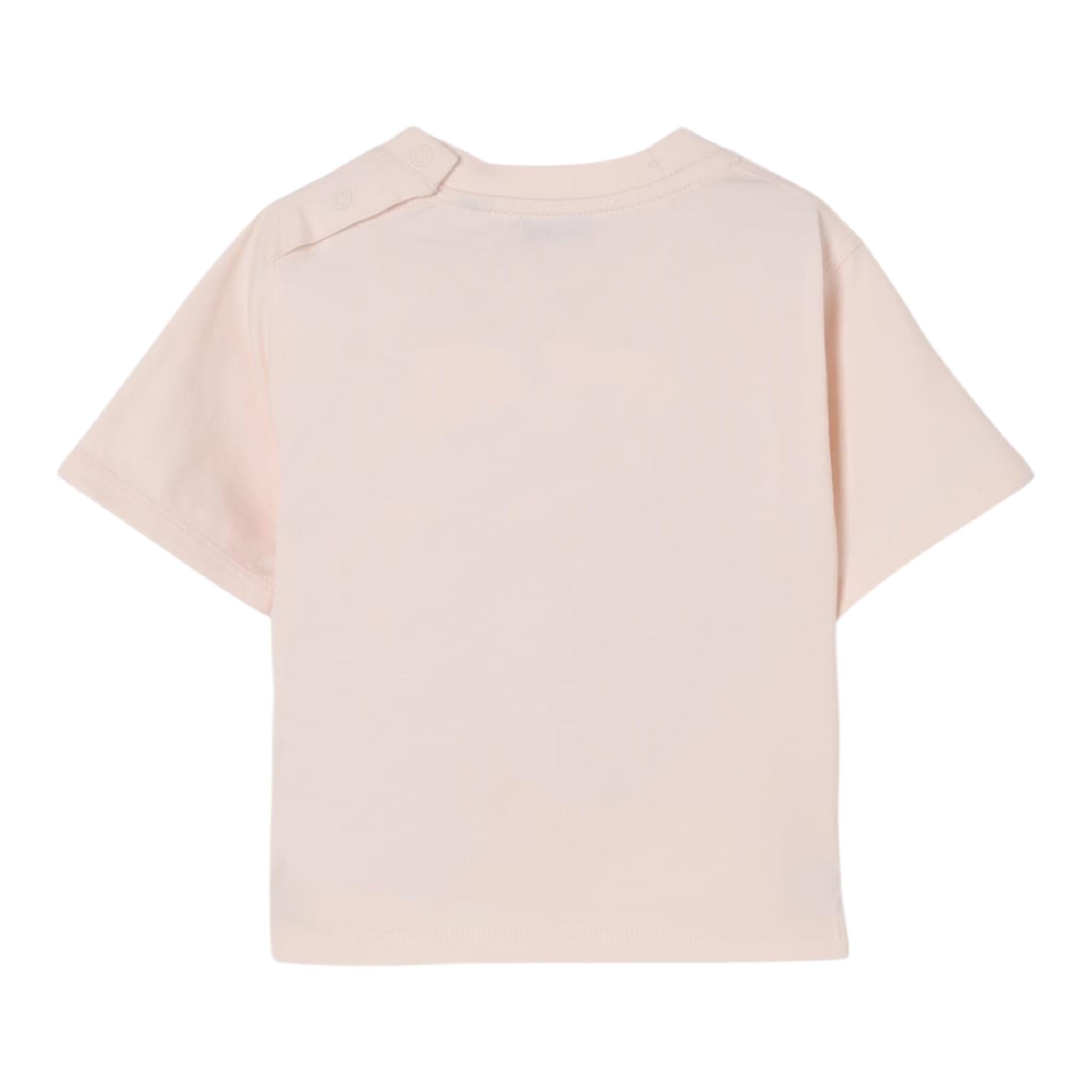 Burberry T-Shirt Girocollo Tinta Unita con Stampa per Neonata B104629 ROSA BURBERRY 