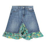 Marni Gonna In Denim Tinta Unita Con Profili In Contrasto Blu Per Bambina