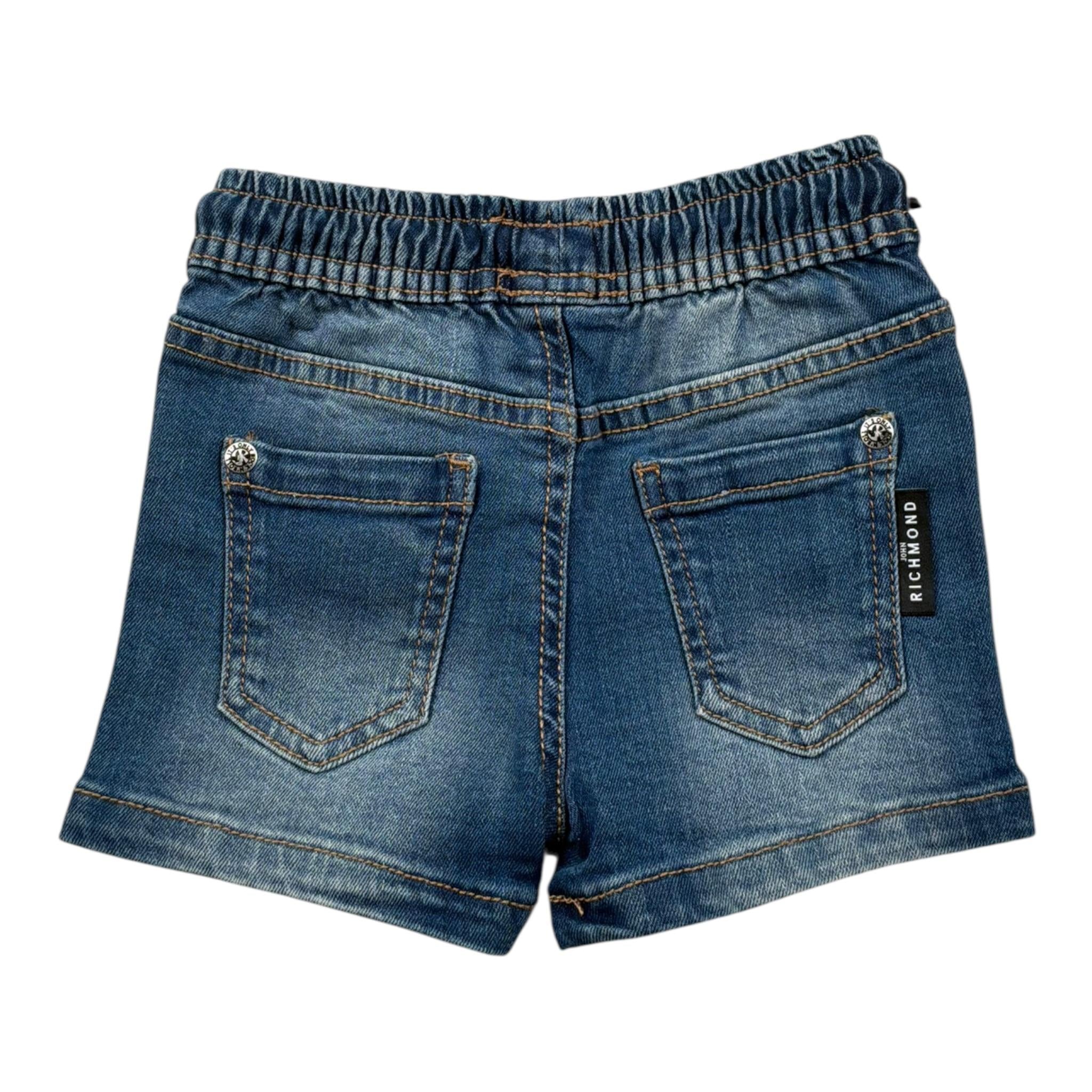 John Richmond Bermuda Tinta Unita In Denim con Elastico In Vita per Neonato RIP25048BEX BLU JOHN RICHMOND 