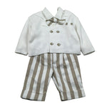 Marlu' Completo 4 Pezzi Cardigan-Camicia-Papillin-Pantalone per Neonato EF6661 PANNA MARLU' 