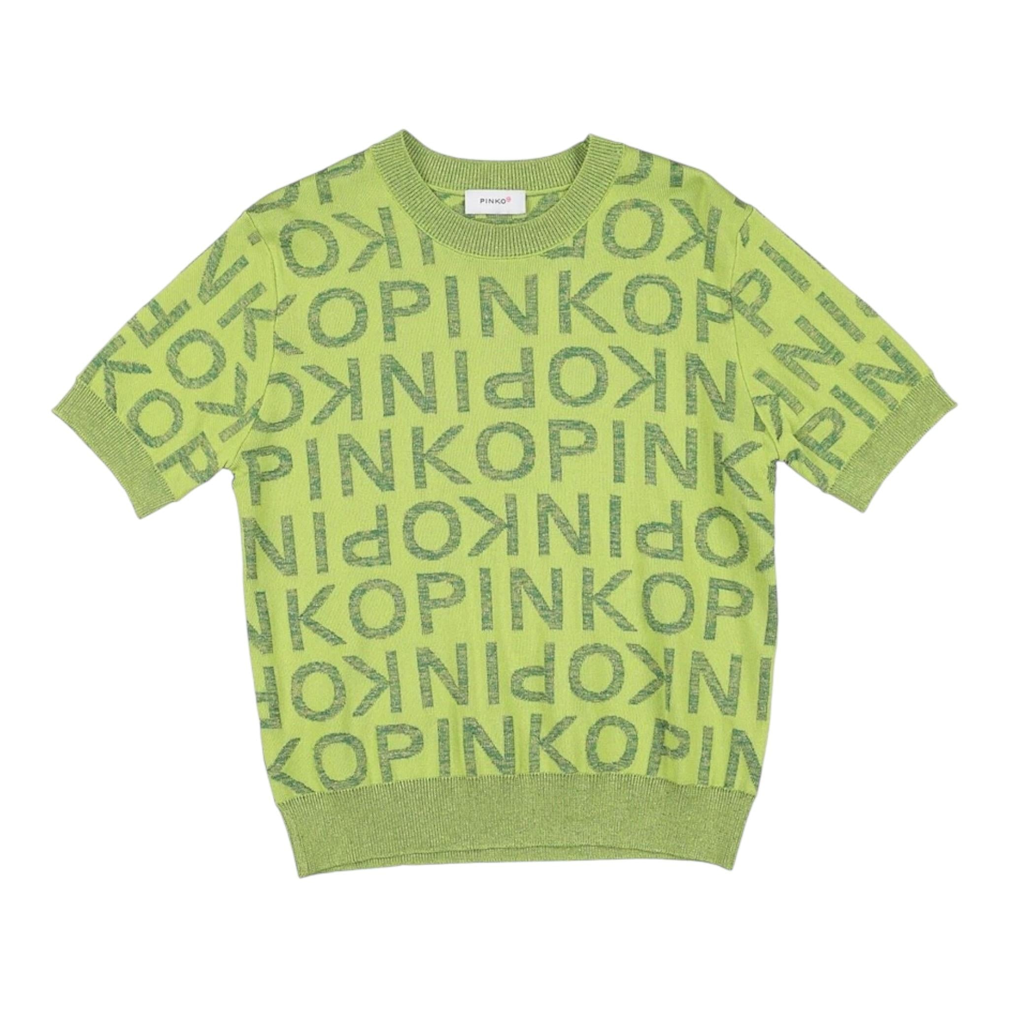 Pinko T-Shirt Girocollo Tinta Unita con Logo per Bambina KFMA006X VERDE PINKO 