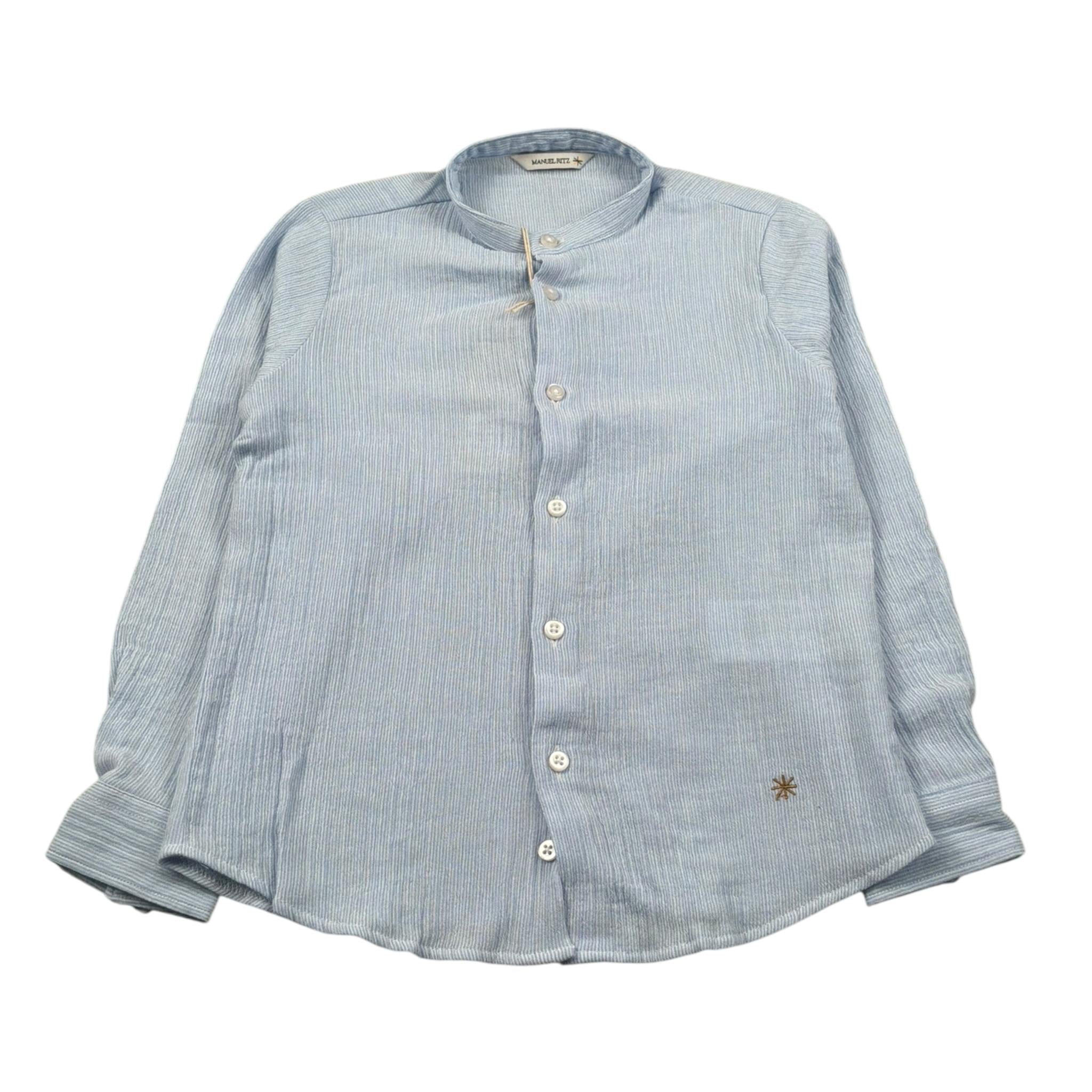 Manuel Ritz Camicia Manica Lunga tinta unita Collo Coreano Azzurro per Bambino MR3101JX AZZURRO MANUEL RITZ 