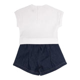 Karl Lagerfeld Completo 2 Pezzi T-Shirt-Short Bicolore Bianco/Blu Per Neonata