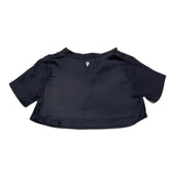 Dondup Camicia Modello Crop Tinta Unita Mezza Manica per Neonata DFCA038N BLU DONDUP 