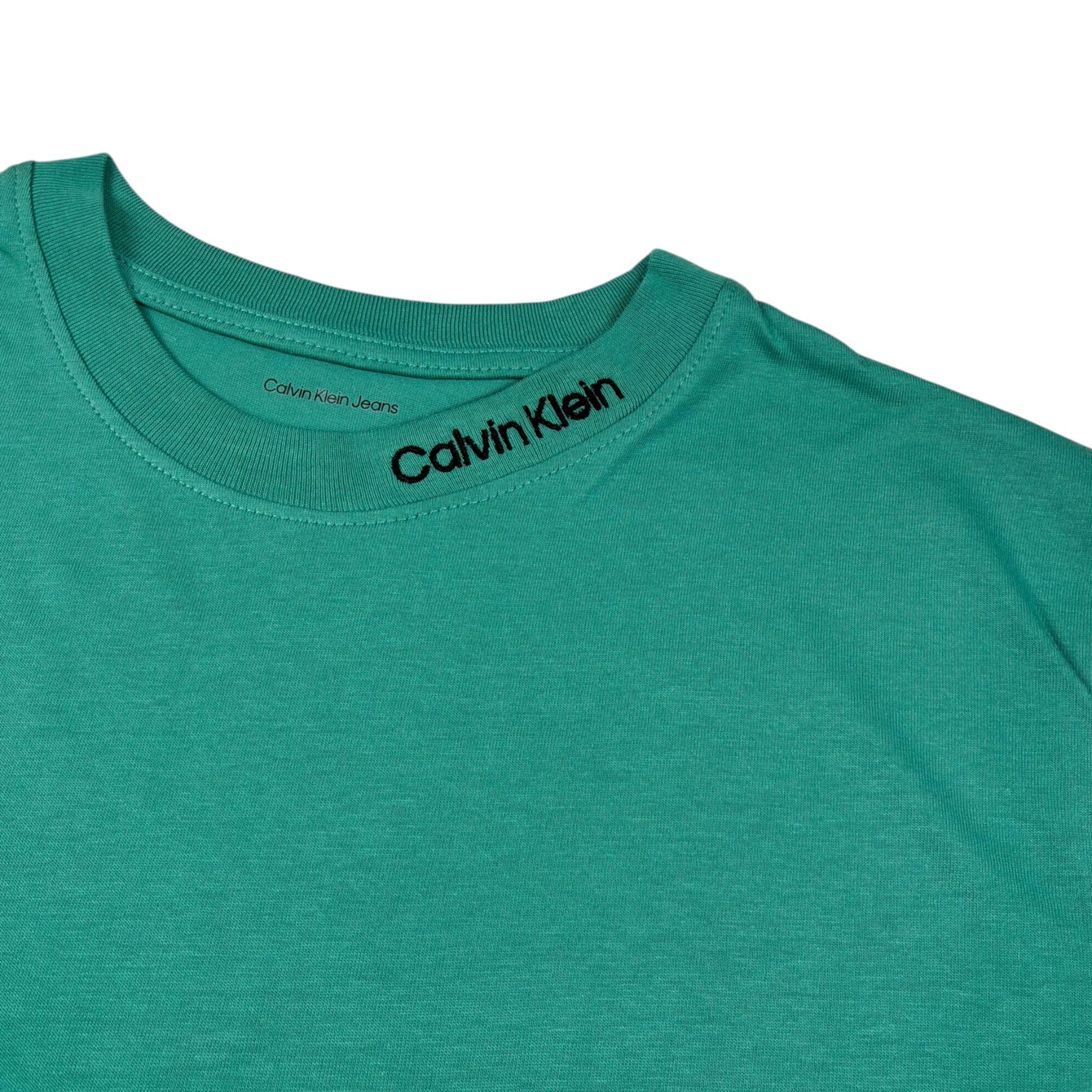 Calvin Klein T-Shirt Girocollo tinta unita con Logo Verde per Bambino IB02444T VERDE CALVIN KLEIN 