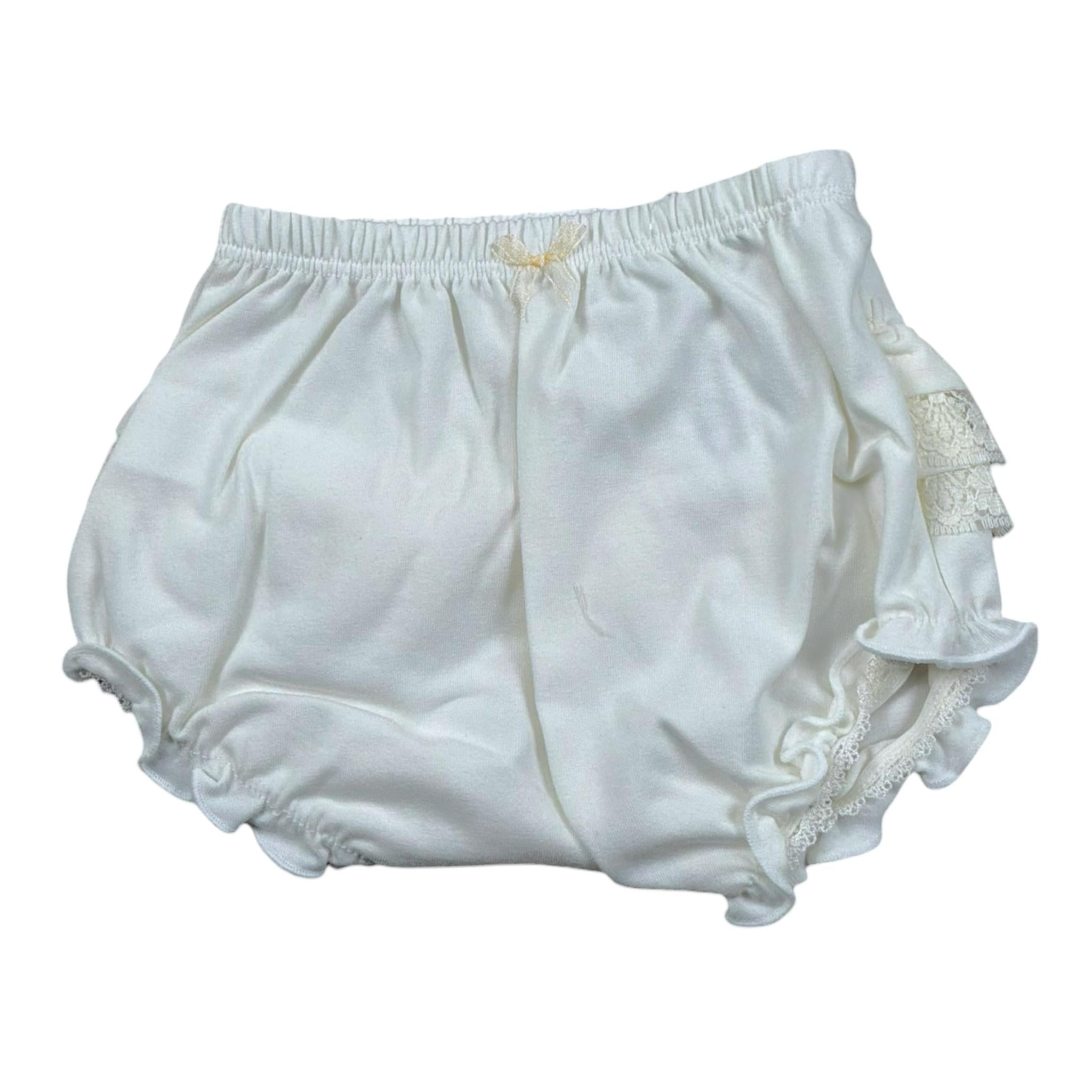 Calamaro Coulotte Tinta Unita con Ricami per Neonata 17261 BIANCO CALAMARO 