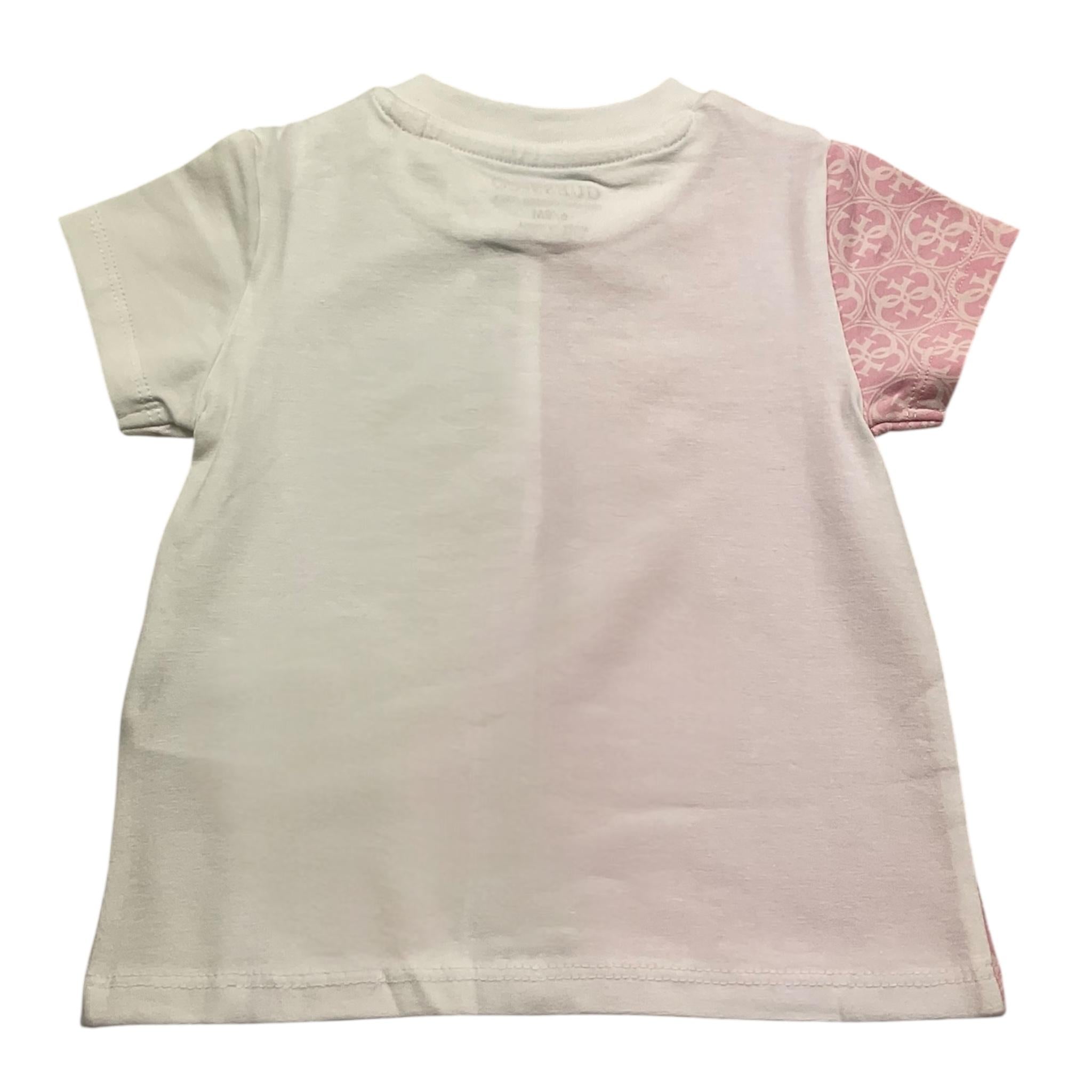 Guess T-Shirt Bicolore Fantasia Loghi per Neonata K5RI09K6YW4 BIANCO/ROSA GUESS 