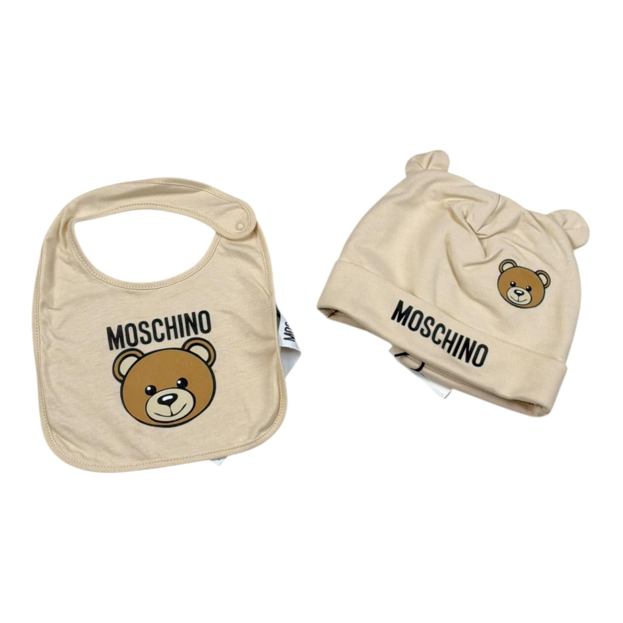 Moschino Set Cappello-Bavetta Tinta Unita per Neonato MUY084M BEIGE MOSCHINO 