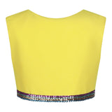 Marc Ellis Top Girocollo Tinta Unita Con Paillettes Giallo Per Bambina