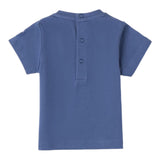 Mini Banda T-Shirt Girocollo Tinta Unita Con Stampa In Contrasto Blu Per Neonato