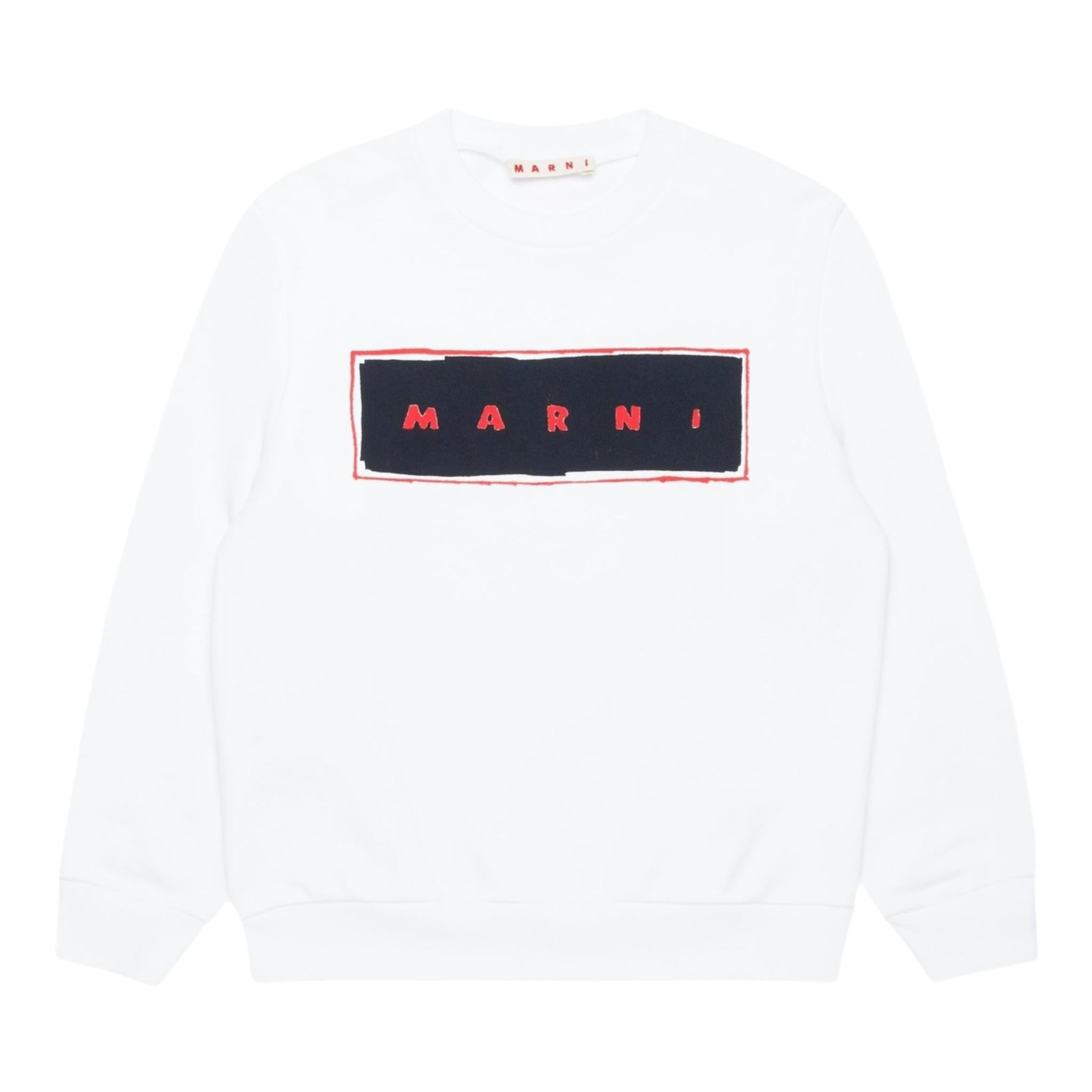MARNI felpa chiusa girocollo tinta unita con logo Bianco per Bambino M01223 BIANCO MARNI 