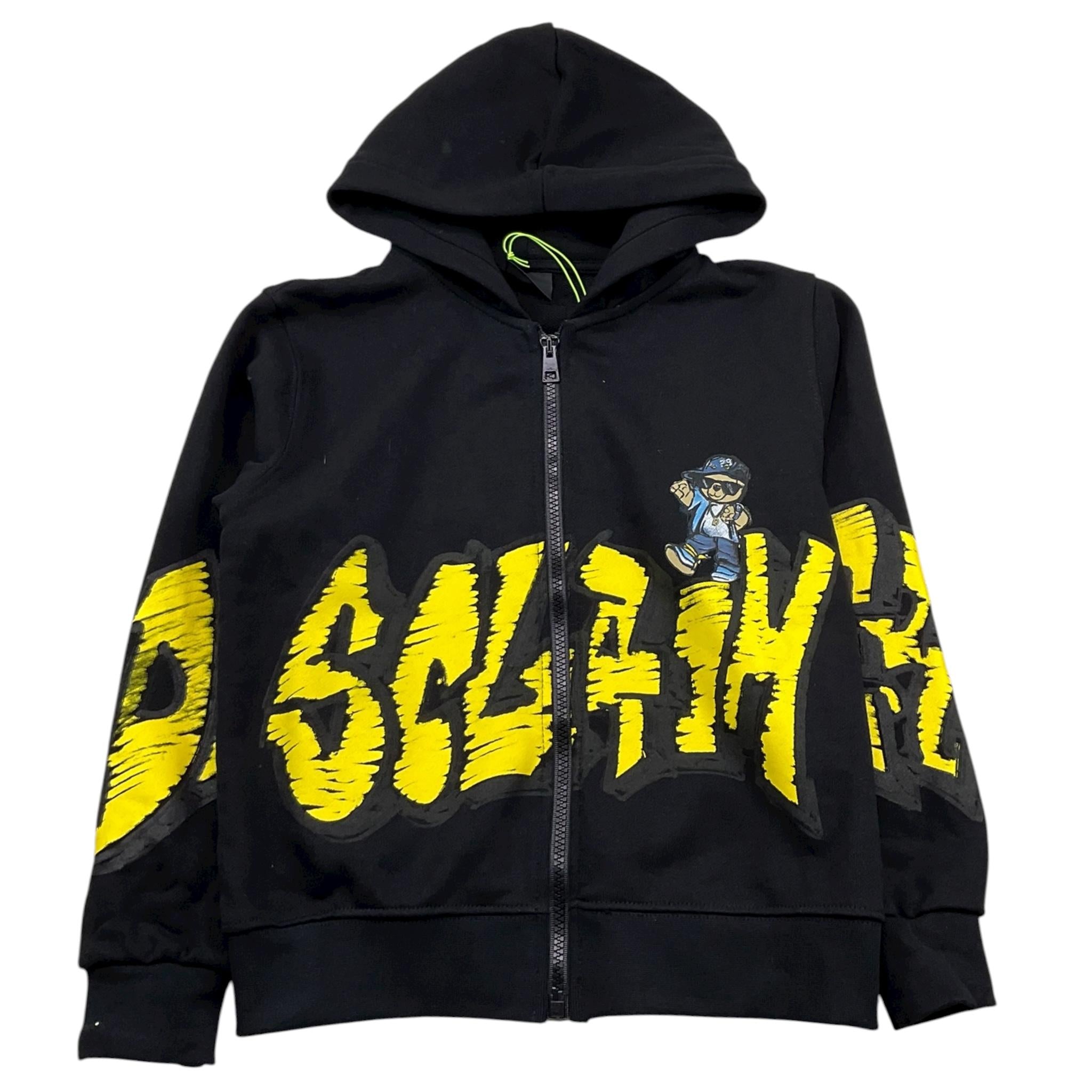 Disclaimer Felpa con Zip E Cappuccio Tinta Unita con Stampe per Bambino 25EDK58435 NERO DISCLAIMER 