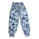 Miss Blumarine Pantalone Tinta Unita Fantasia Floreale Azzurro Per Bambina
